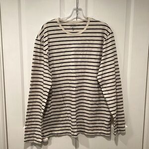 J. Crew Navy and Cream Striped Long Sleeve Tee Women Size XL